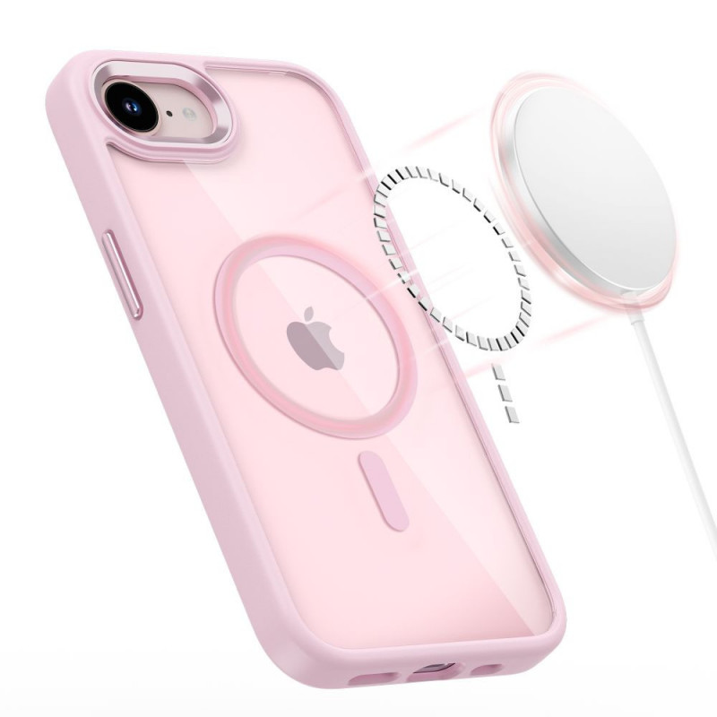 Tech-Protect Magmat MagSafe dėklas Apple iPhone 16e / 17e, Soft Pink/clear