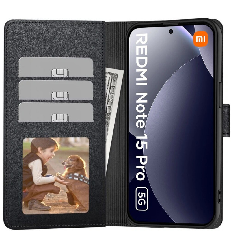 Tech-Protect Wallet dėklas Xiaomi Redmi Note 15 Pro 5G, matinė juoda