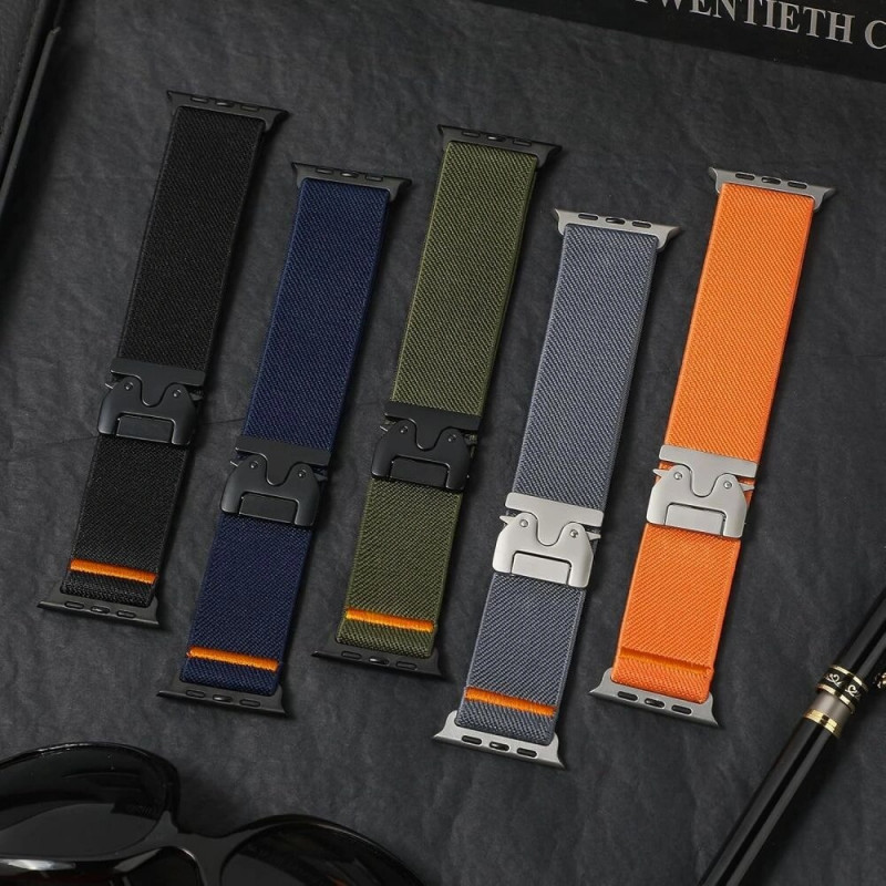 Tech-Protect Nylon Clasp iš tvirto nailono pagamintas laikrodžio dirželis Apple Watch 6 / 7 / 8 / 9 / 10 / SE / Ultra 1 / 2 44/45/46/49 mm, Navy