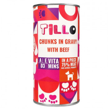 TILLO Chunks in gravy Beef šlapias šunų maistas, 1250 g