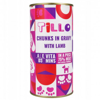 TILLO Chunks in gravy Lamb šlapias šunų maistas, 1250 g