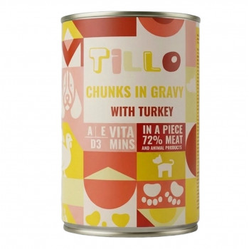 TILLO Chunks in gravy Turkey šlapias pašaras šunims, 415 g
