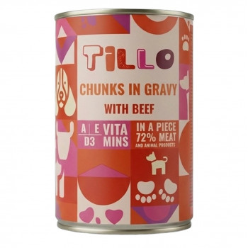 TILLO Chunks in gravy Beef šlapias šunų maistas, 415 g