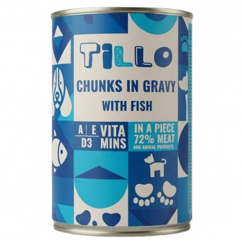 TILLO Chunks in gravy Fish šlapias pašaras šunims, 415 g