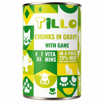 TILLO Chunks in gravy Game šlapias šunų maistas, 1250 g