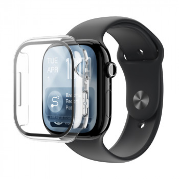 AmazingThing Radix FullGuard stiklo ekrano apsauga su korpusu, skirta Apple Watch Series 11 46 mm, permatoma