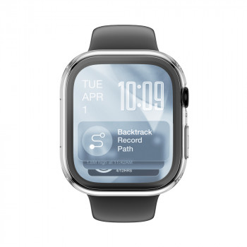 AmazingThing Radix FullGuard stiklo ekrano apsauga su korpusu, skirta Apple Watch Series 11 46 mm, permatoma