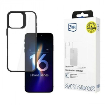 3mk Satin Armor Case+ skirtas Apple iPhone 16 Pro Max, permatomas su juodu rėmu