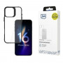3mk Satin Armor Case+ skirtas Apple iPhone 16 Pro Max, permatomas su juodu rėmu