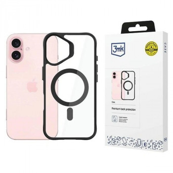 3mk Satin Armor MagCase su MagSafe, skirta Apple iPhone 16 (W-3SAMaCa-AiP16-0), permatoma su juodu rėmeliu