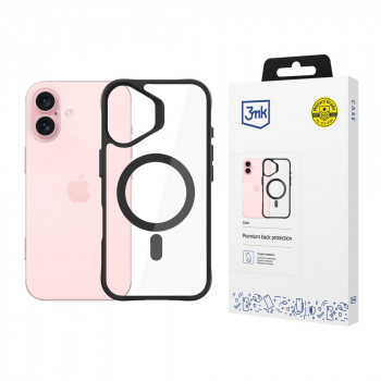 3mk Satin Armor MagCase su MagSafe, skirta Apple iPhone 16 (W-3SAMaCa-AiP16-0), permatoma su juodu rėmeliu