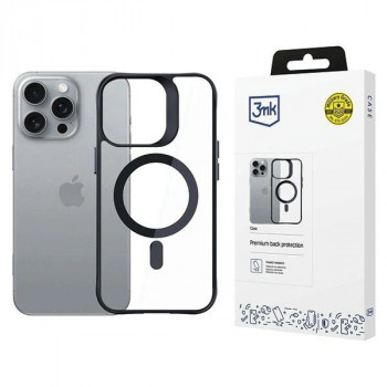 3mk Satin Armor MagCase su MagSafe, skirta Apple iPhone 16 Pro Max (W-3SAMaCa-AiP16PM-0), permatomas su juodu rėmeliu