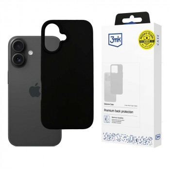 3mk Silicone Case silikoninis dėklas, skirtas Apple iPhone 16 Plus, juodas