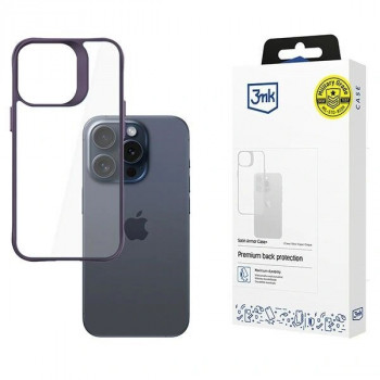 3MK Satin Armor Case+ 3MK15639 apsauginis dėklas Apple iPhone 15 Pro, violetinės spalvos