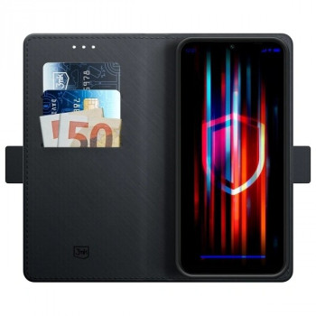 3MK Wallet Case dėklas su pinigine, skirtas Samsung Galaxy A16, juodas