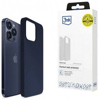 3MK Silicone Case silikoninis dėklas, skirtas Apple iPhone 16 Pro Max, tamsiai mėlynos spalvos