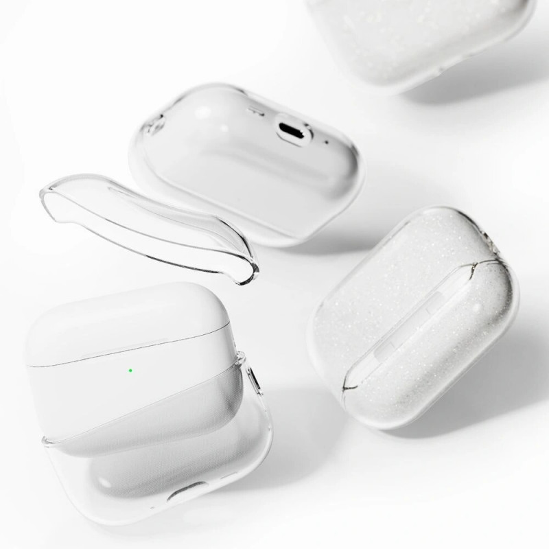 Ringke Air dėklas Apple AirPods Pro 3 ausinukų įkrovimo dėžutei, Glitter Clear
