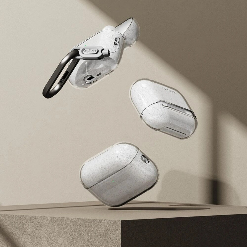 Ringke Air dėklas Apple AirPods Pro 3 ausinukų įkrovimo dėžutei, Glitter Clear
