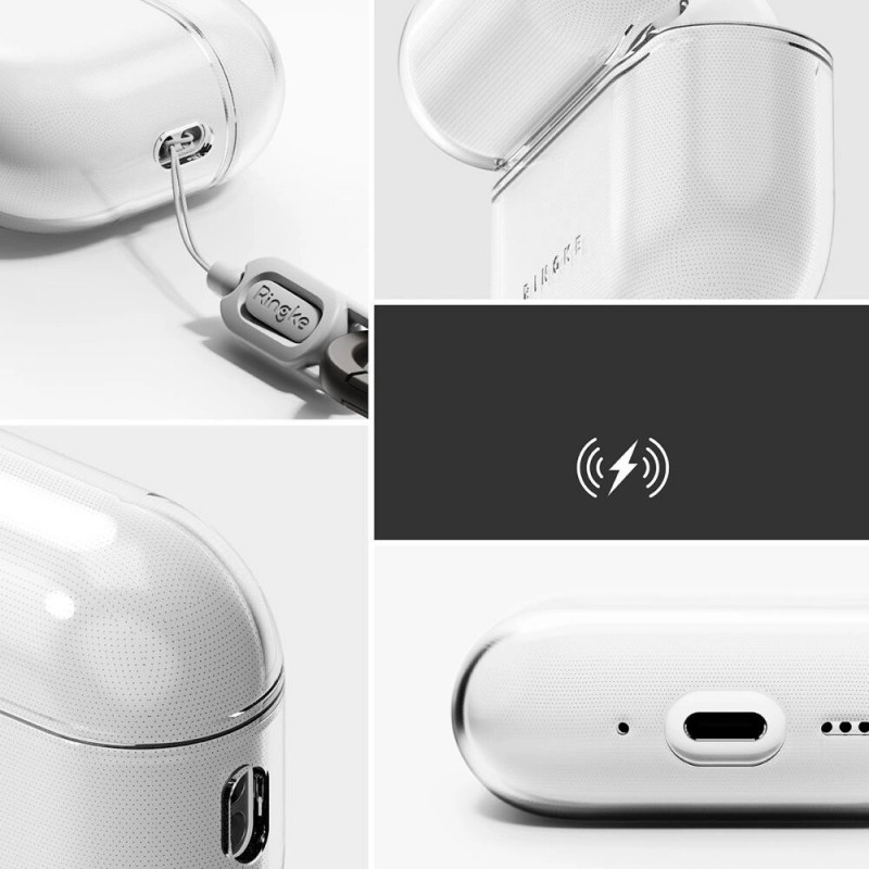 Ringke Air dėklas Apple AirPods Pro 3 ausinukų įkrovimo dėžutei, permatomas