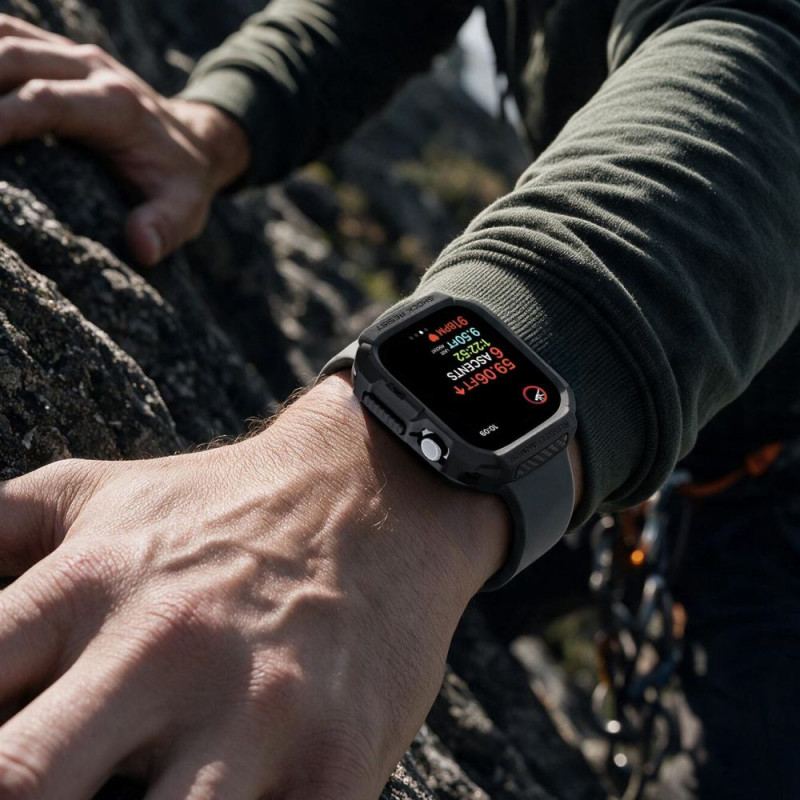 Spigen Rugged Armor ACS11886 dėklas, skirtas Apple Watch 12 46 mm, matinė juoda