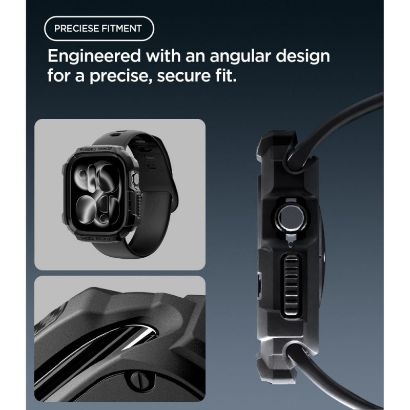 Spigen Rugged Armor ACS11886 dėklas, skirtas Apple Watch 12 46 mm, matinė juoda