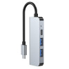 Tech-Protect V2 4-i-1 USB-C šakotuvas, pilkas