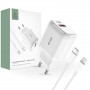 Tech-Protect C20W 2 portų sieninis įkroviklis PD 20W QC 3.0 su Lightning kabeliu, baltas