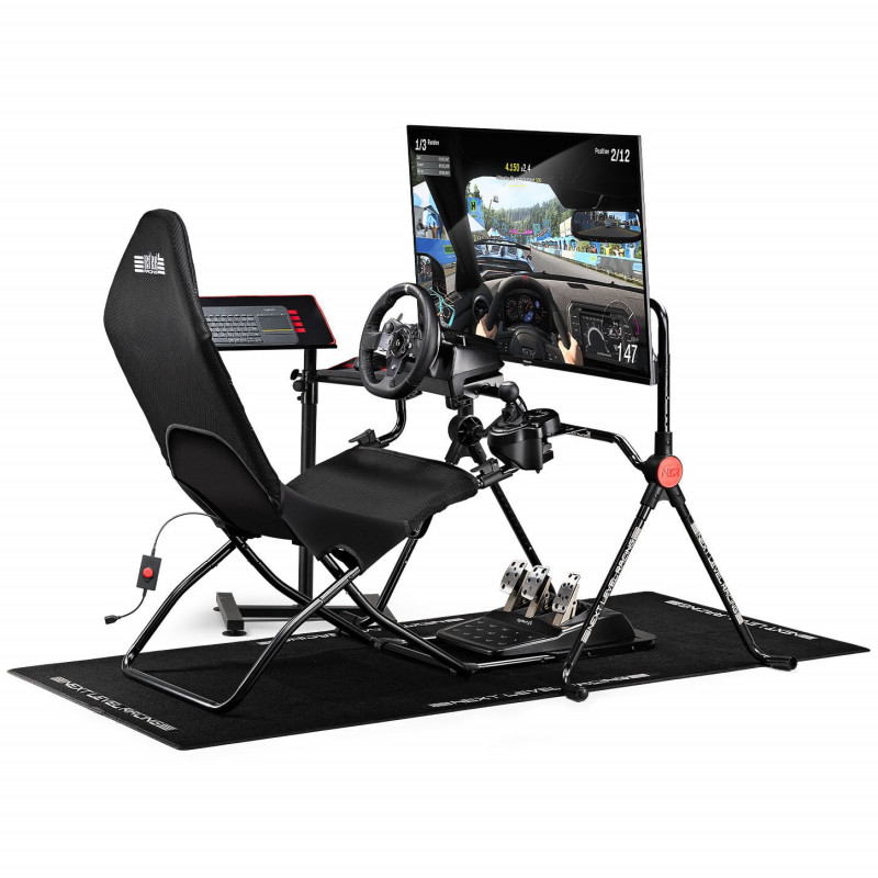 Next Level Racing GTLite Air sulankstomas lenktynių kokpitas su SIMAERO tinkleliu, juodas (NLR-S047)