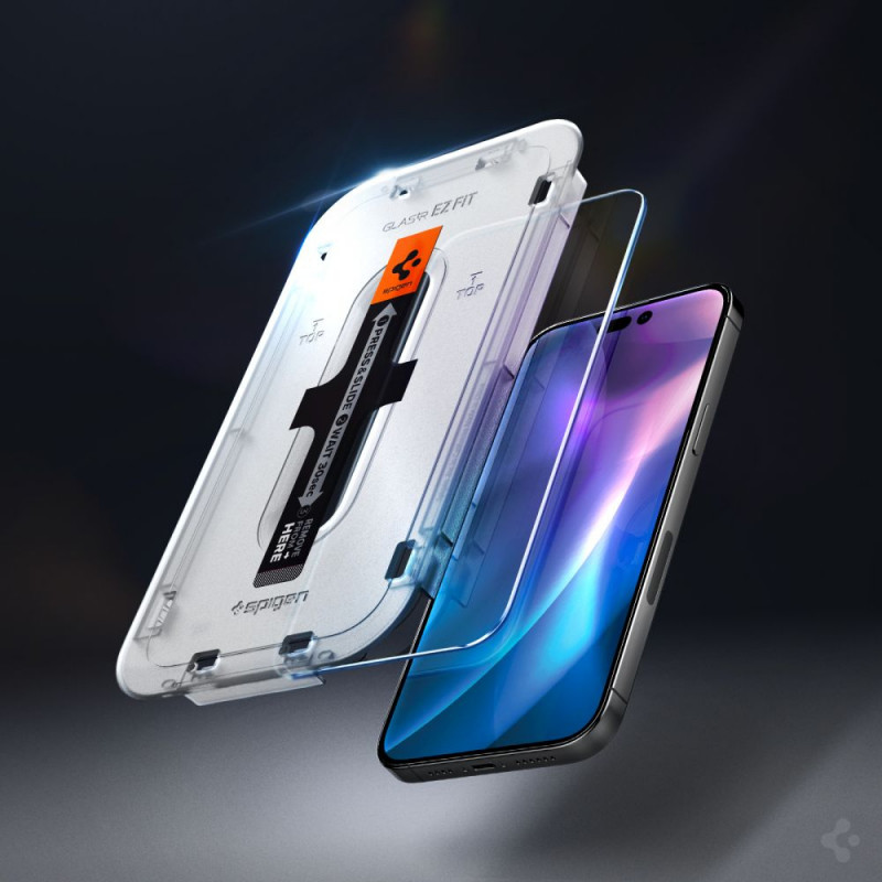 Spigen GLAS.tR EZ Fit grūdintas stiklas, skaidrus, skirta Apple iPhone 14 Pro (2 vnt.)