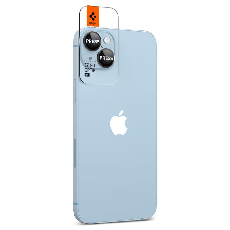 Spigen Optik.tR EZ Fit fotoaparato objektyvo apsauga, skirta Apple iPhone 14 / 14 Plus / 15 / 15 Plus, juoda (2 vnt.)