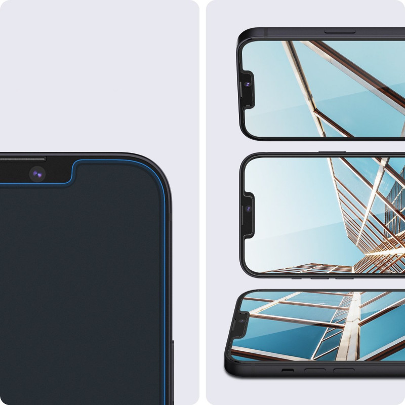 Spigen GLAS.tR EZ Fit grūdintas stiklas su montavimo rėmeliu Apple iPhone 13 / 13 Pro / 14 / 16e / 17e, permatomas