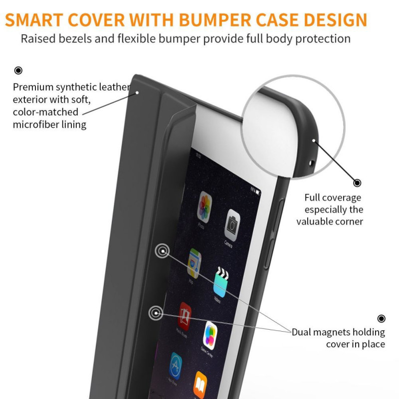 Tech-Protect Smartcase THP770BLK dėklas Apple iPad 9.7 (2017/2018, 5 ir 6 kartos), juodas
