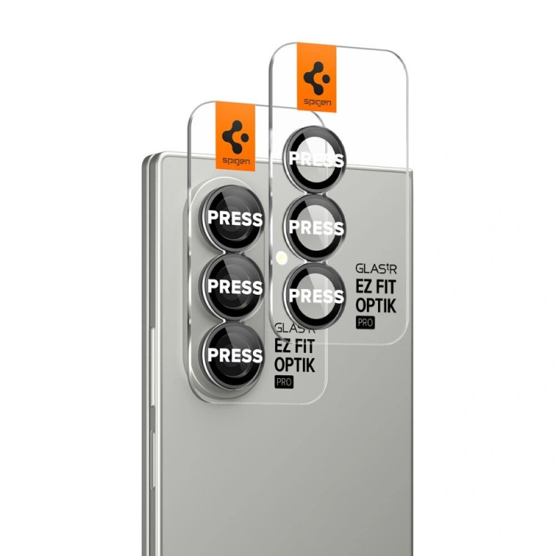 Spigen Optik Pro HD Glas.tR EZ Fit AGL09581 fotoaparato apsauga, skirta Samsung Galaxy Z Fold 7 / 8 Ultra, juoda (2 vnt.)