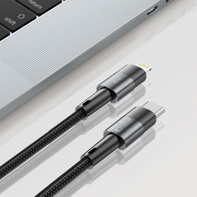Tech-Protect UltraBoost USB-C/Lightning kabelis PD 20W 3A 200 cm, pilkas