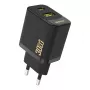Dudao A27TEU PD 30W GaN sieninis įkroviklis, USB-A + USB-C, juodas