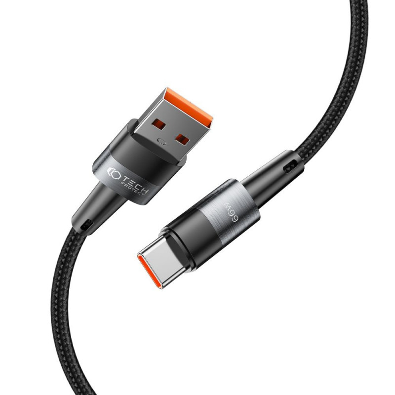 Tech-Protect Ultraboost USB-A / USB-C kabelis, 66W, 6A, 50 cm, pilkas
