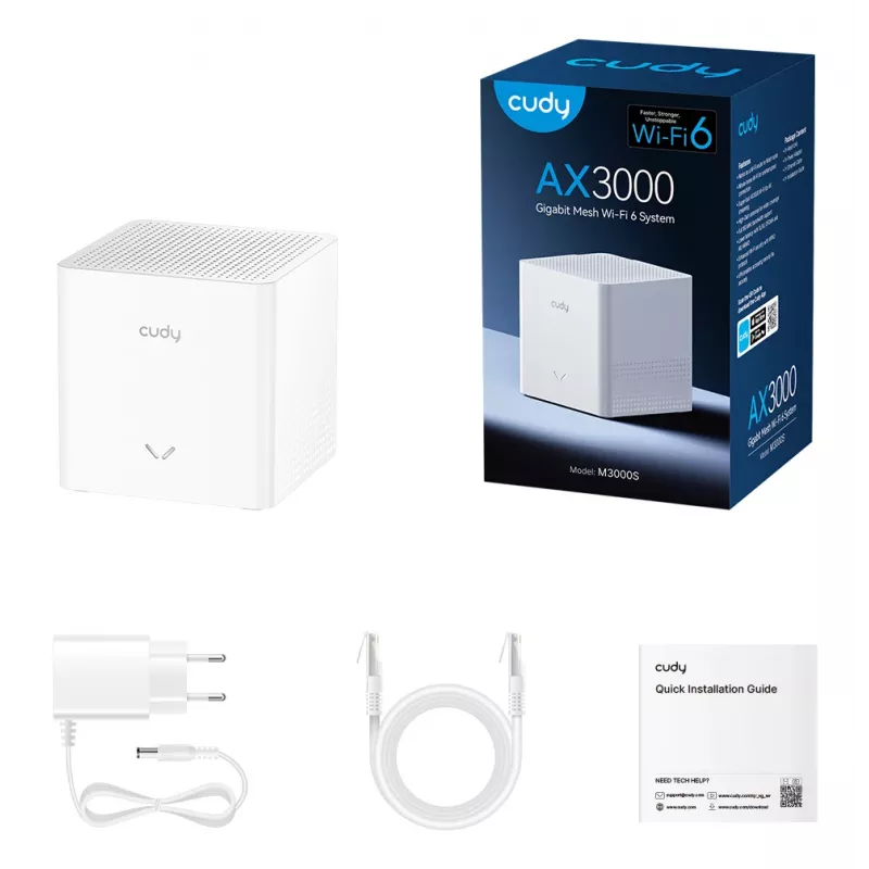 CUDY M3000S AX3000 Wi-Fi 6 Mesh belaidžio tinklo sistema, 1-pack