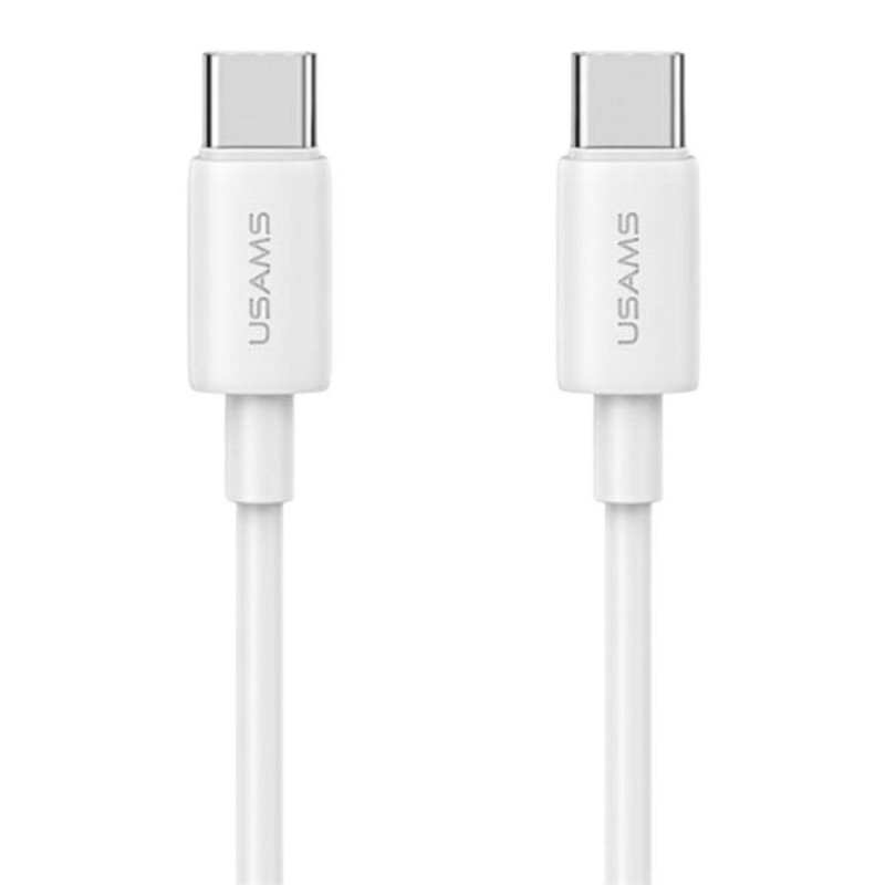 USAMS CC339 T76 45W GaN USB-C sieninis įkroviklis su SJ711 USB-C – USB-C kabeliu (1 m), baltas