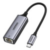 Ugreen CM199 USB-C į RJ45 Gigabit Ethernet tinklo adapteris, 1000 Mbps, pilkas
