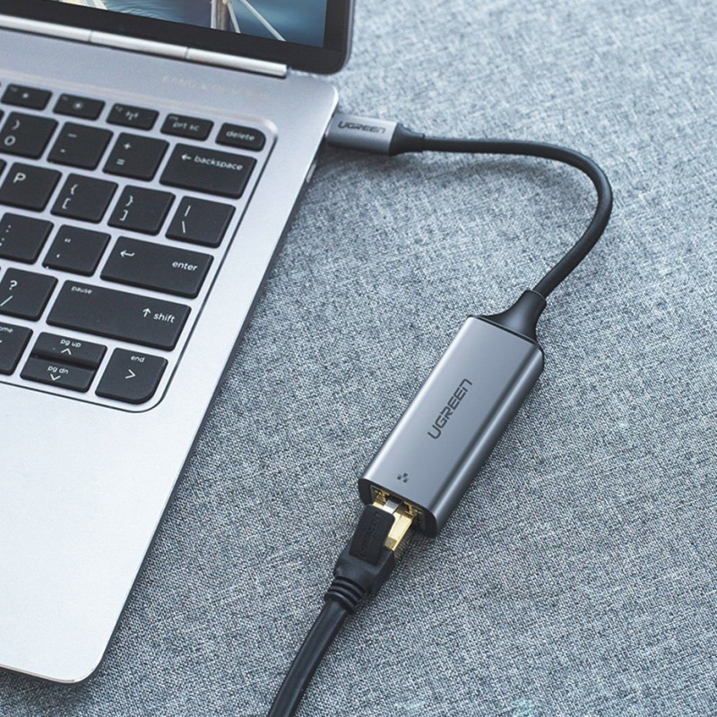 Ugreen CM199 USB-C į RJ45 Gigabit Ethernet tinklo adapteris, 1000 Mbps, pilkas