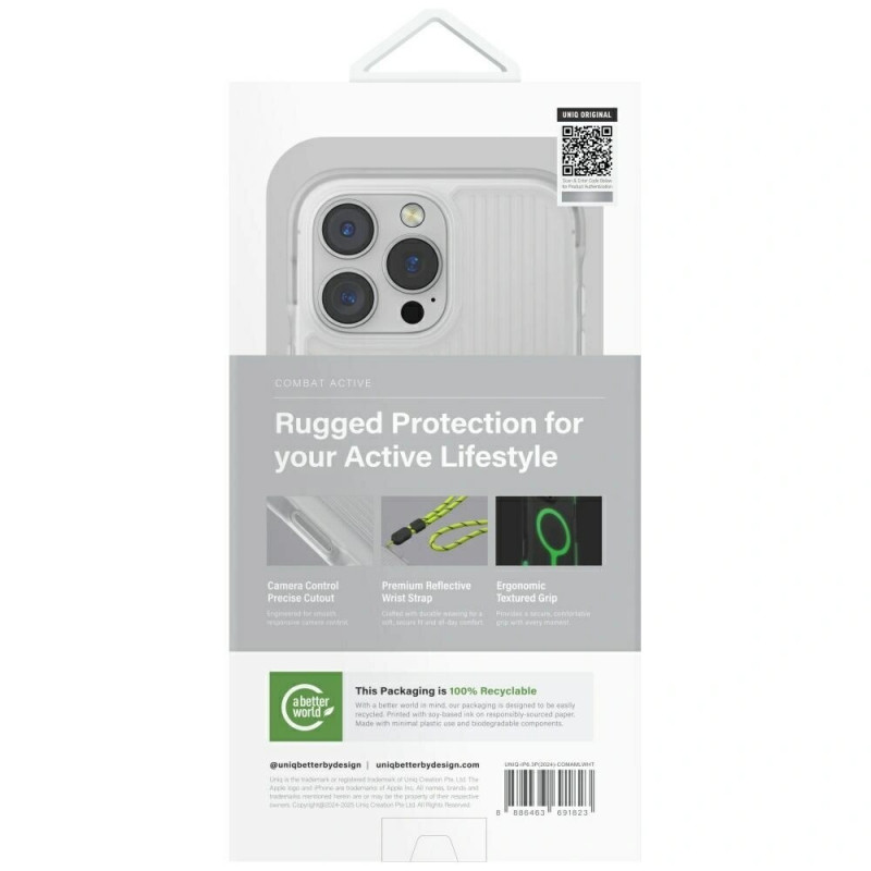 UNIQ Combat Active dėklas, skirtas Apple iPhone 16 Pro, Magclick Charging, lume white