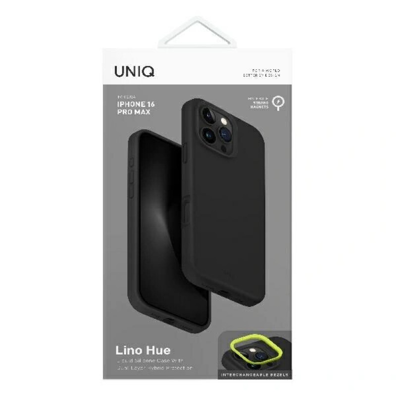 UNIQ Lino Hue dėklas, skirtas Apple iPhone 16 Pro, Magclick įkrovimas, charcoal grey