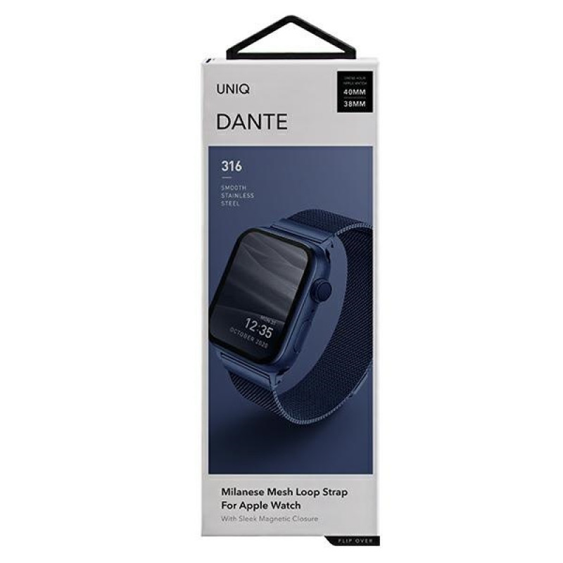 UNIQ Dante nerūdijančio plieno apyrankė Apple Watch 4/5/6/7/SE 40/41 mm, Marine Blue