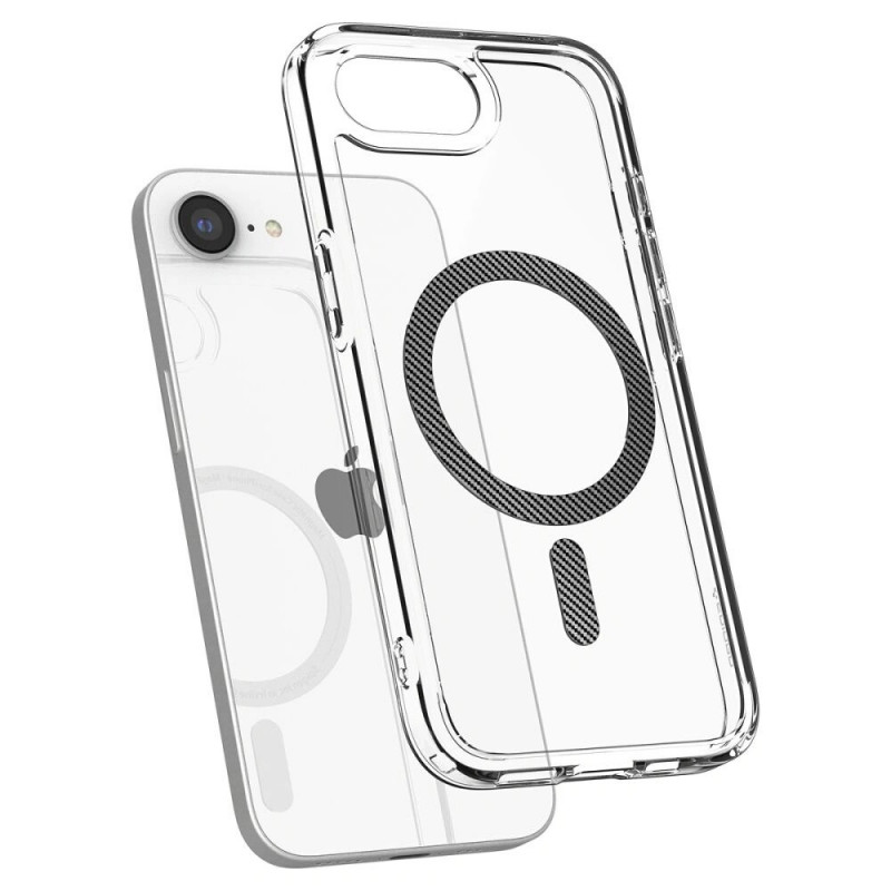 Spigen Ultra Hybrid Mag MagSafe dėklas, skirtas Apple iPhone 17e / 16e, Carbon Fiber