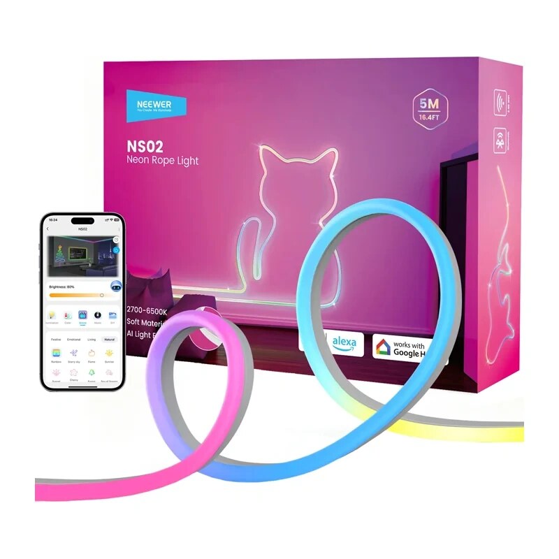 Neewer NS01 plokščia RGB LED juosta, 5 m
