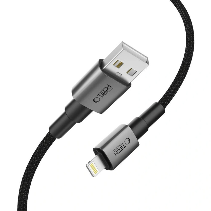 Tech-Protect Ultraboost DNA USB-A / Lightning kabelis, 12 W, 2.4 A, 25 cm, Iron Grey