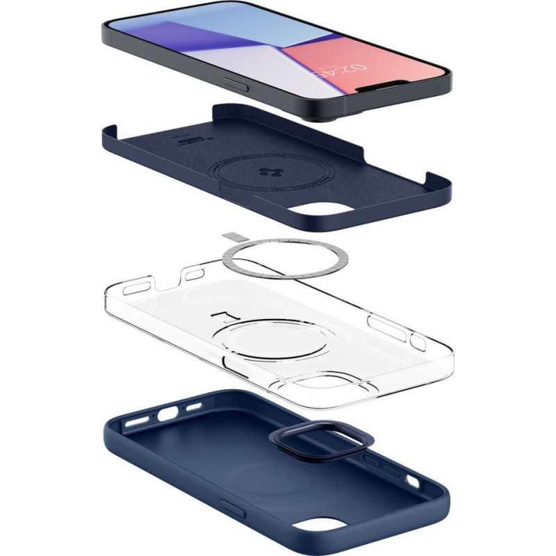 Spigen Silicone Fit Mag (ACS04921) MagSafe dėklas Apple iPhone 14 Plus / 15 Plus, Navy Blue