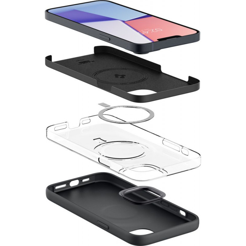 Spigen Silicone Fit Mag (ACS04920) MagSafe dėklas, skirtas Apple iPhone 14 Plus / 15 Plus, juodas