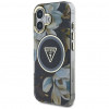 Guess Glitter Flowers Triangle Buttons MagSafe dėklas skirtas Apple iPhone 16, juodas