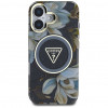 Guess Glitter Flowers Triangle Buttons MagSafe dėklas skirtas Apple iPhone 16, juodas